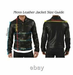 100% New Men's Leather Jackets Outfit Biker White Leather Jacket 344