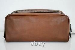 $195 NEW Authentic COACH Dark Brown Saddle CALF LEATHER Toiletry DOPP Kit