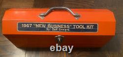 1967 Gulf New Business Tool Kit Advertising, Orange & Blue Toolbox Steel