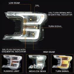 1-2Business Days arrive For 18-20 F150 Limited Chrome LED Sequential Headlights