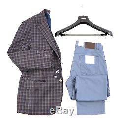 2Pc Outfit Lot NWT SARTORE Blue Plaid Reda Wool Blazer 50 40 + Brax Jeans 33
