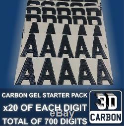 3D Carbon Fibre Gel Number Numbers Plate Business Equipment Wholesale Kit x700