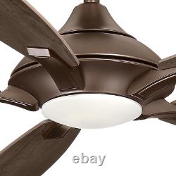 56 Inch Ceiling Fan with LED Light Remote Control Kit 5 Blades Oil Rubbed Bronze