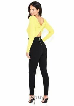 Bebe Suit Outfit 2 pieces Blazer & Legging Pants Belted Crepe Fitted Black NWT S