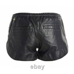 Black Cab Branded Runner Ladies Leather Shorts Sexy Outfit Size 6 UK XMAS SALE
