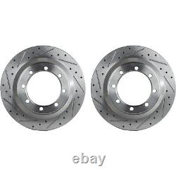 Brake Disc Brake Pad For 1999-2002 Ford E-350 Rear Drilled Slotted Set of 2 RWD