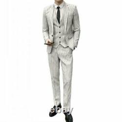 British Style Men Tuxedo Outfit 3Pcs Suit Business Wedding Party Dress Coat Pant