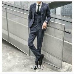 British Style Men Tuxedo Outfit 3Pcs Suit Business Wedding Party Dress Coat Pant