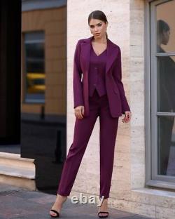 Business Women's Suit 3 Pieces Peak Lapel Casual Party Ladies Slim Fit Outfit