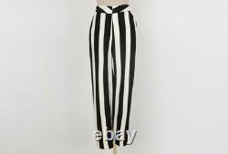 Chic black white stripe tailored pants trousers blazer jacket suit outfit set