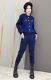 Chic Shimmer Blue Navy Gold Knit Tracksuit Sweater Trousers Pants Set Outfit 2
