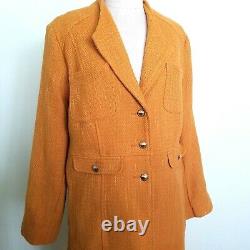 Chico's Beautiful 2 Piece Outfit Suit Mustard Orange Pant SZ 3 Blazer coat SZ 2