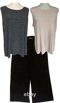 Chico's Travelers 3X 3 Piece Outfit Black Wide Leg Pants Slinky Tanks NWOT Lot