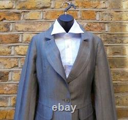 Christian Lacroix Women Grey & Pink Pinstripes Blazer Skirt Suit Outfit UK 12-14
