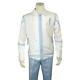 Cigar Men's White / Light Blue Linen / Cotton Modern Fit Zip-up Jacket Outfit