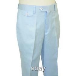 Cigar Men's White / Light Blue Linen / Cotton Modern Fit Zip-Up Jacket Outfit