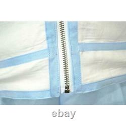 Cigar Men's White / Light Blue Linen / Cotton Modern Fit Zip-Up Jacket Outfit