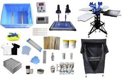 DIY 3 Color 4 Station Screen Printing Kit Full Package for Small Businesses