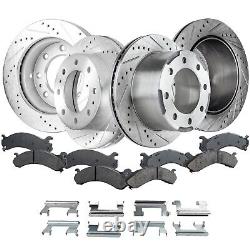 Disc Brake Rotor and Pad Kit For 2001-2006 Silverado 3500 Front and Rear Drilled