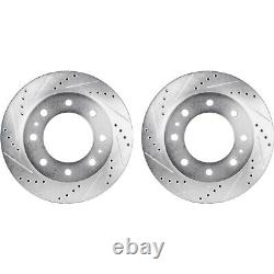 Disc Brake Rotor and Pad Kit For 2001-2006 Silverado 3500 Front and Rear Drilled