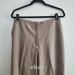 EILEEN FISHER Taupe Wool 2-Piece Pant Set Outfit V-Neck EUC Women's Size Medium