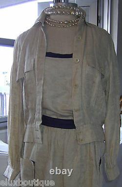 ESCADA 3 Piece SKIRT SUIT Camisole Jacket Set Linen Outfit Top Blazer 36 4 6 NEW
