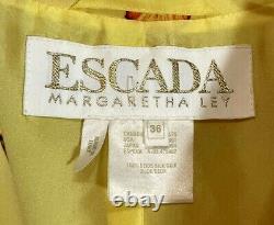 ESCADA MARGARETHA LEY 36 Yelow Butterfly Silk Suit Outfit 2 Piece Skirt Jacket