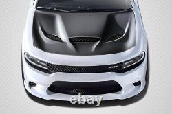 FOR 15-20 Dodge Charger Carbon Fiber Hellcat Look Hood 112615 TEMP 5
