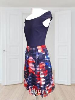 FRANK LYMAN Navy Floral Off The Shoulder Skater Dress & Bolero Outfit. NWT UK 8