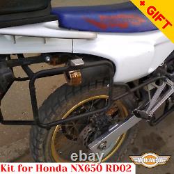 For Honda NX650 RD02 Dominator Crash bars Side carriers Pannier rack Kit, Bonus