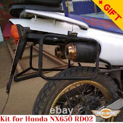 For Honda NX650 RD02 Dominator Crash bars Side carriers Pannier rack Kit, Bonus