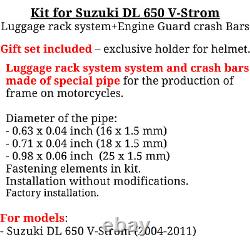 For Suzuki DL 650 V-Strom Crash bars Rack luggage System Vstrom 650 Kit, Bonus
