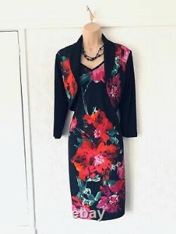 Frank Lyman Multi Colour Floral 2 Piece Outfit Bolero&dress Suit Size Uk 12