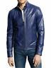 Genuine Leather Jacket For Men Biker Motorcycle Real Lambskin Blue Basic Outfit