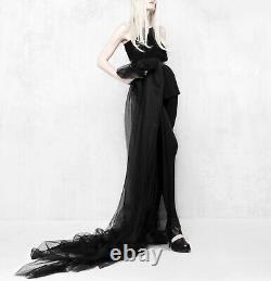 Gothic Wedding Gown Detachable Black Tulle Train Skirt Vampire Queen Outfit