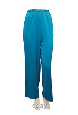 HARARI Turquoise Tunic Jacket & Pants Outfit Mandarin Collar sz L