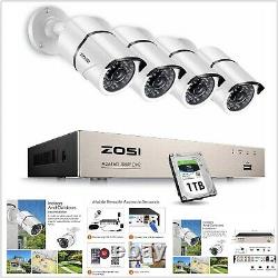 HD 4 Camera 1080P TVI DVR Outdoor Home Surveillance Security System Kit 1TB HD