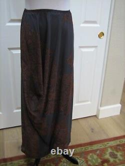 Harari Silk Asian Outfit Gray/Apricot Pull-On Maxi Skirt Sze S/ Draped Top Sze M