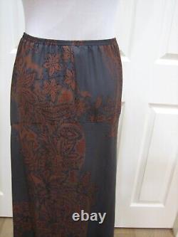 Harari Silk Asian Outfit Gray/Apricot Pull-On Maxi Skirt Sze S/ Draped Top Sze M