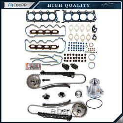 Head Gasket Set Timing Chain Cam Phaser Water Pump For 2007 Lincoln Mark LT 5.4L