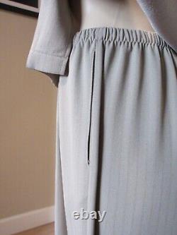 Hino & Malee Cream With Taupe Stripes Elegant Vest Pant Outfit Size L