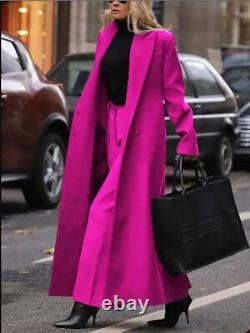Hot Pink Long Women's Suit Evening Party Laies Casual 2 Pcs Prom Formal Outfit