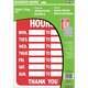 Hy-ko Static Cling Sign, Business Hours 24 Pk