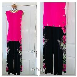 JOSEPH RIBKOFF 2 Piece Outfit Uk Size 8-10/ Pink Top & Floral Palazzo Trousers
