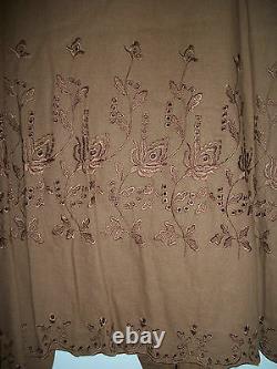 Jlc 2 Piece Womens 3x Embroidered Pant Outfit Set Washable Linen & Rayon Taupe