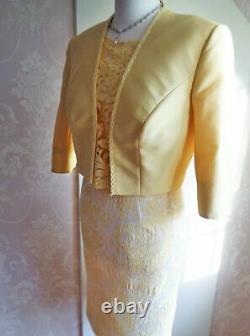 John Charles Lace Top 3 Piece Wedding Outfit Dress Jacket Occasion Suit 10 38