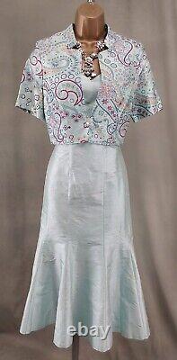 KIRSTEN KROG? UK 8 New £395 Aqua Dress & Jacket Suit Mother Bride Outfit