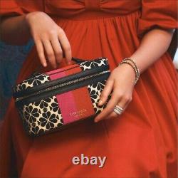 Kate Spade Flower Jacquard Vanity Kit Cream Black Red Cosmetics Bag Case Travel