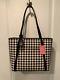 Kate Spade Large Tote Purse New With Tags Rare Houndstooth Pattern Black & White