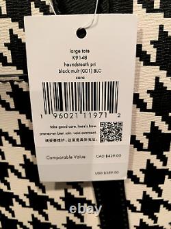 Kate Spade Large Tote Purse New With Tags Rare Houndstooth Pattern Black & White